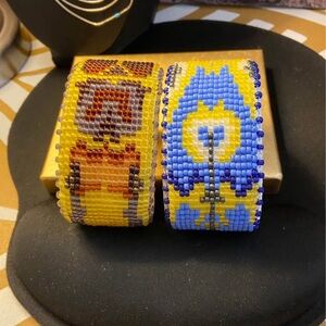 Leather & Beaded Native American Style Cuffs (2)